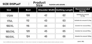 Tableau des tailles pour gilet tactique extérieur montrant les mesures du M au 3XL pour hommes