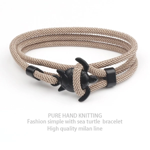 Handmade Milan Rope Sea Turtle Wrap Bracelet Braided Adjustable Marine Style Alloy Animal Charm Bracelet For Men Women Jewelry