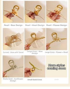 Détails de diverses pinces à cheveux en métal avec perles et motifs floraux élégants