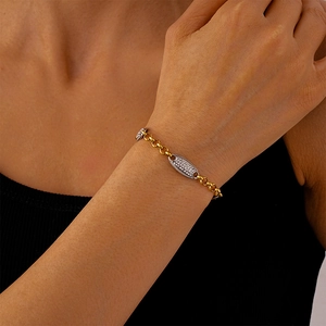 Bracciale In Acciaio Inossidabile Con Strass Ovali Geometrici Stile Semplice Elegante Di Alta Qualità Per Donna