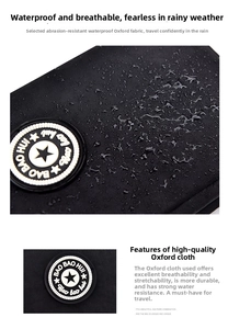 Gros plan sur le tissu Oxford noir imperméable et respirant d'un mini sac à bandoulière