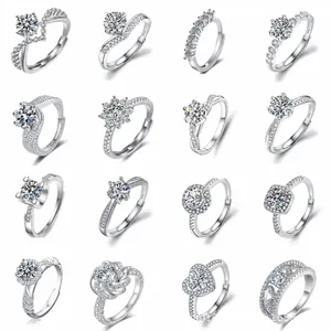 Elegant 1 carat moissanite wedding rings collection in various S925 silver styles.