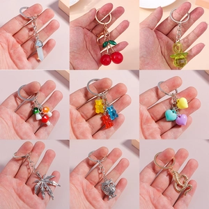 Animal Fruit Shape Keychain Alloy Resin Pendant Bag Charm Accessories For Women Girls Gift Novelty Jewelry