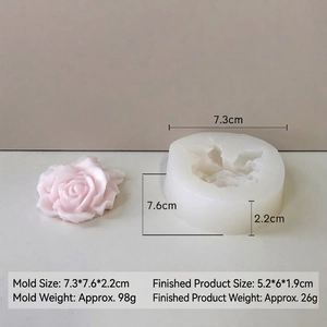 Rose flower silicone mold with dimensions 7.3x7.6x2.2cm for DIY soap and candle making