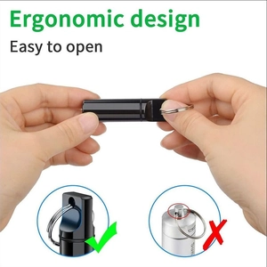 Portapillole ergonomico in alluminio impermeabile con portachiavi in metallo nero