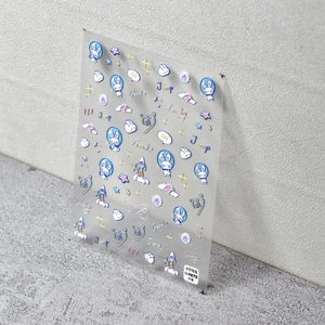 5D embossed space rabbit nail stickers featuring astronauts and rockets on transparent PVC