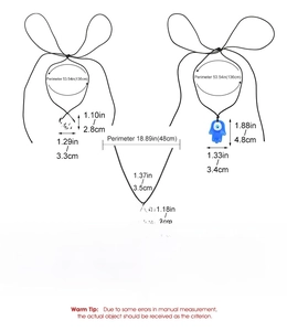 Spécifications de taille pour les colliers mauvais œil avec longueur et dimensions du pendentif