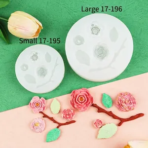 Rose Leaf Branch Silicone Mold Food Grade DIY Fondant Cake Decorating Tools Resin Casting Aroma Stone Handmade Crafting