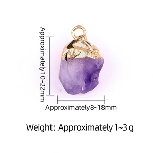 Purple amethyst stone pendant with gold plated bail and precise size dimensions