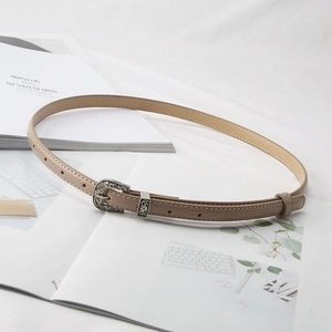 Khaki schmaler Taillengürtel mit verzierter Metallschnalle für Kleider und Jacken