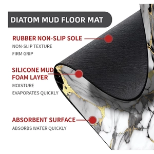 Structure en trois couches du tapis de bain en diatomite marbre avec base antidérapante