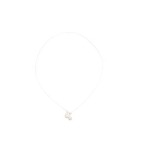 Minimalist silver necklace featuring a dual pearl pea pendant on a thin elegant chain