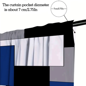 Detail of the rod pocket design with a 7cm diameter on modern geometric curtains