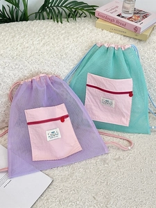 Sac à dos léger en maille avec cordon de serrage en vert menthe et violet