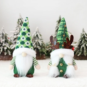 Gnomi di Natale Peluche Ornamenti Cappello di Maglia Bambola Senza Volto Con Corna Paillettes Campanelli Decorazioni Natalizie