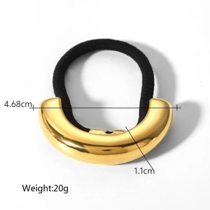 Elegant gold U-shape metal hair ring with black elastic band, 4.68cm long and 20g weight
