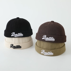 Bonnet miki en velours pour enfants avec broderie Boston en quatre couleurs vintage