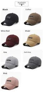 Detailed grid view of vintage washed cotton baseball caps in seven different color options