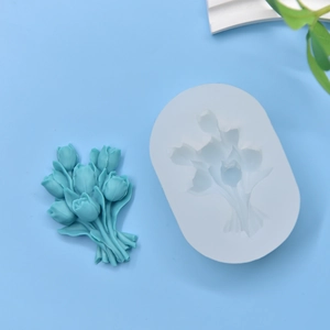 Stampo in silicone bouquet di tulipani 3D per candele, sapone e gesso fai-da-te