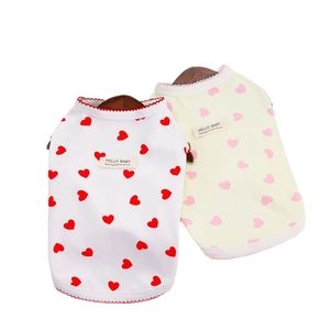 Breathable dog tank top set with heart print and Hello Baby tag for small pets