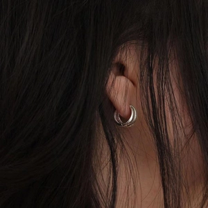 Minimalist 925 sterling silver geometric cross hoop earrings for women in silver color