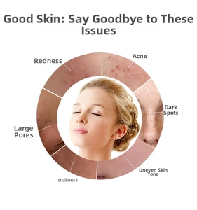 Silicone facial brush addressing redness, acne, spots, and large pores for clear skin
