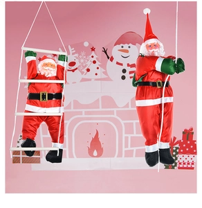 Decorazione sospesa Babbo Natale, corda arrampicata in peluche e scala articolo festivo decorativo.