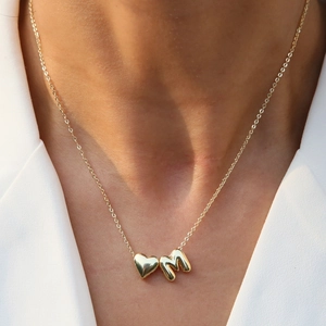 Gold Plated Brass Heart Alphabet Pendant Necklace Personalized Initial Letter A-Z Jewelry Minimalist Gift For Women