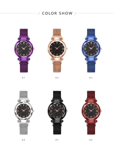 Multi-color collection of women's starry sky watches with Milanese mesh bands