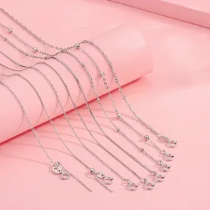 925 Sterling Silver Chain Necklace For Women Minimalist Adjustable Box Snake Cross Singapore Water Wave Style