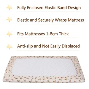 Quilted fitted sheet for crib with deer print, suitable for 1-8cm thick mattresses