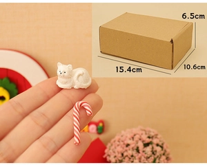 Mini figurine de chat blanc et sucre d'orge avec dimensions de la boîte d'emballage