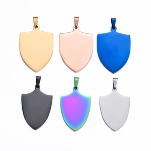 Pendentif Bouclier Acier Inoxydable Vierge Plaque Militaire Identité Poli Charme Métallique Pour Création Bijoux DIY