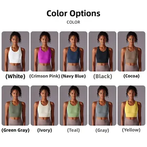 Multiple color display of high-impact sports bra for yoga and gym activities