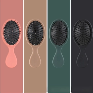Ergonomic massage hair brush set in pink, beige, dark green, and black matte finish