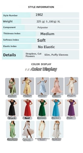 Detailed size chart and multi-color pattern guide for summer floral slit maxi dress