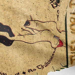 Close-up of bohemian wall tapestry showing thick cotton canvas texture and hand line art print