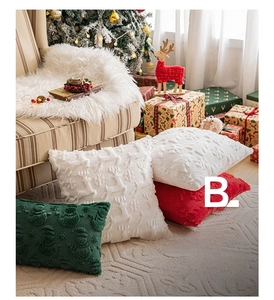 Detailed view of Christmas star embroidery on plush holiday throw pillow covers