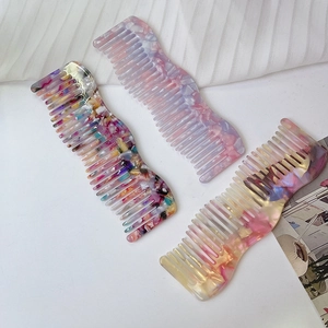 French style wavy acetate hair combs with elegant marble patterns in multiple colors
