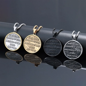 Colliers avec pendentif rond Saint Michel en acier inoxydable en quatre coloris divers