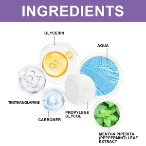 Vista macro degli ingredienti del gel dentale per animali con menta e glicerina