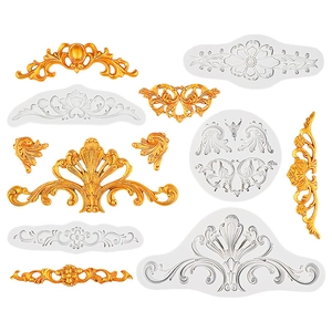 European vintage floral relief silicone molds set for fondant cake and resin craft