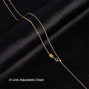18K gold-plated stainless steel O-chain necklace with adjustable bead and K18 hallmark