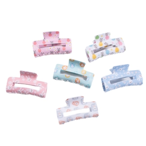 Cute bunny and carrot hair claws in pastel colors, large hollow resin hair clips for women