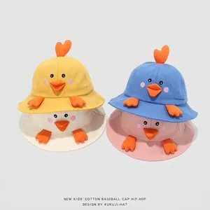 Chapeaux soleil canard mignon en coton pour tout-petits en jaune, bleu, rose et blanc