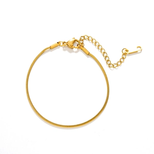 Minimalist 18K gold plated stainless steel snake chain bracelet with adjustable clasp