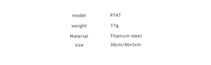 Specifications of titanium steel necklace P747 showing weight and length measurements