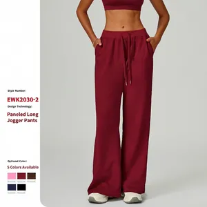 Women High Waisted Sweatpants Loose Straight Wide Leg Casual Sports Pants French Terry Cotton Blend Drawstring Pockets
