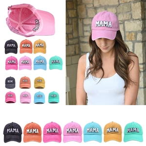 MAMA Letter Patch Baseball Cap Washed Cotton Vintage Distressed Adjustable Dad Hat For Women Mothers Day Gift