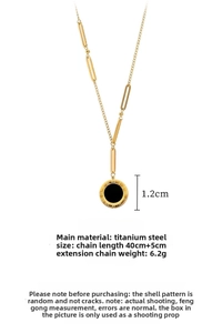 Detailed view of titanium steel necklace with Roman numerals pendant and 5cm extension